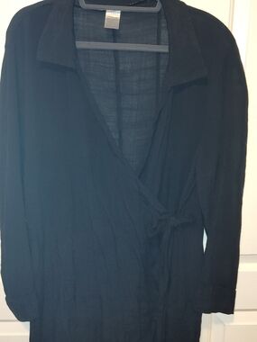 Time and Tru Black Lightweight Wrap Swim Coverup